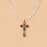 Collier Mistral Croix - Perles Naturelles